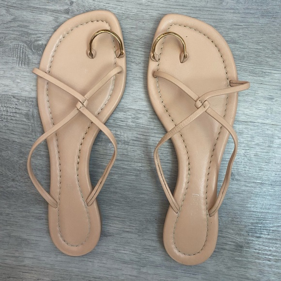 Jeffrey Campbell Shoes - Jeffrey Campbell Pacifico Nude/Beige Leather slide sandal size 8/39